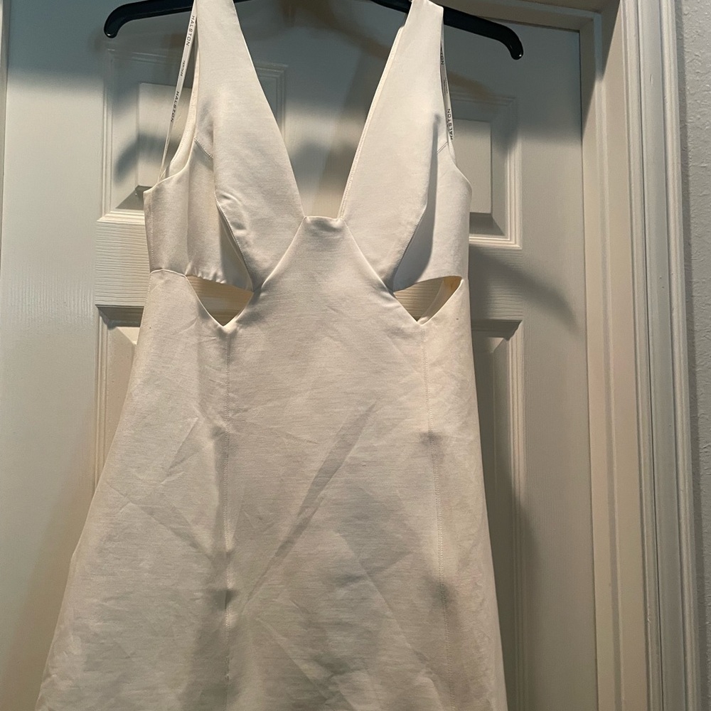 Halston Heritage Ivory V-Neck High Low Dress
